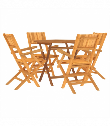 vidaXL 5 Piece Garden Dining Set Solid Wood Teak
