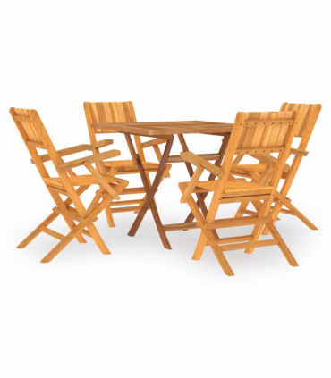 vidaXL 5 Piece Garden Dining Set Solid Wood Teak