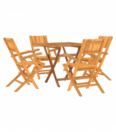 vidaXL 5 Piece Garden Dining Set Solid Wood Teak