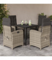 vidaXL 5 Piece Garden Dining Set with Cushions Light Grey Poly Rattan
