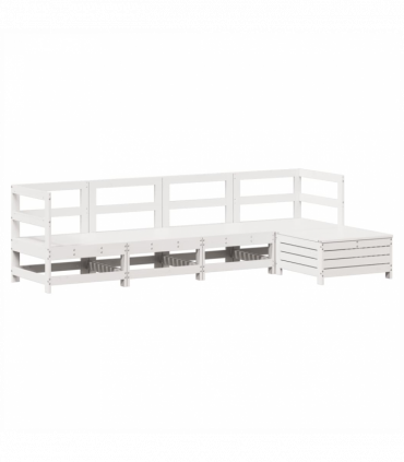 vidaXL 5 Piece Garden Sofa Set White Solid Wood Pine