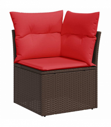 vidaXL 5 Piece Garden Sofa Set with Cushions Brown Poly Rattan Acacia