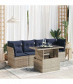 vidaXL 5 Piece Garden Sofa Set with Cushions Grey Poly Rattan Acacia