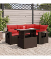 vidaXL 5 Piece Garden Sofa Set with Cushions Grey Poly Rattan Acacia