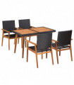vidaXL 5 Piece Outdoor Dining Set Poly Rattan Black and Brown