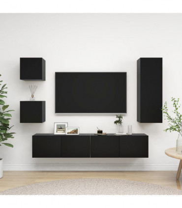 vidaXL 5 Piece TV Cabinet Set Black Engineered Wood
