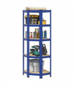 vidaXL 5-Layer Corner Shelf Blue Steel&Engineered Wood