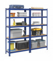 vidaXL 5-Layer Storage Shelves 2 pcs Blue Steel&Engineered Wood