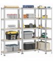 vidaXL 5-Layer Storage Shelves 3 pcs Silver Steel&Engineered Wood