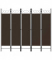 vidaXL 5-Panel Room Divider Brown 200x180 cm