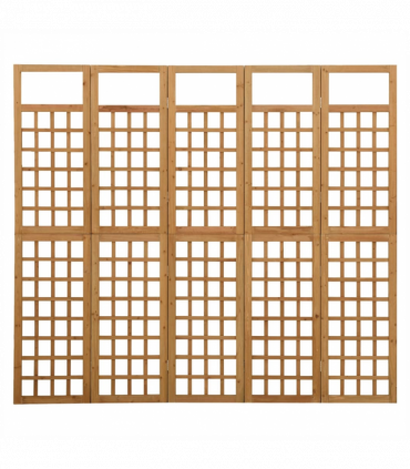 vidaXL 5-Panel Room Divider/Trellis Solid Fir Wood 201.5x180 cm