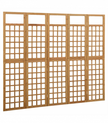 vidaXL 5-Panel Room Divider/Trellis Solid Fir Wood 201.5x180 cm
