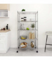 vidaXL 5-Tier Storage Shelf with Wheels 75x35x155 cm Chrome 250 kg