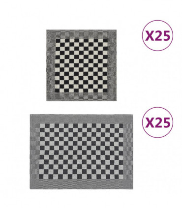 vidaXL 50 Piece Towel Set Black and White Cotton