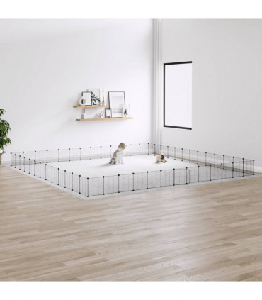 vidaXL 52-Panel Pet Cage with Door Black 35x35 cm Steel