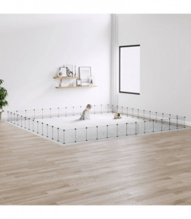 vidaXL 52-Panel Pet Cage with Door Black 35x35 cm Steel