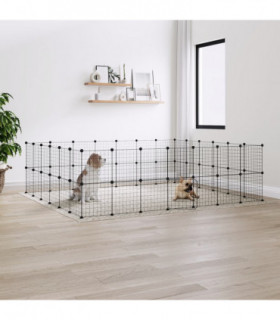 vidaXL 52-Panel Pet Cage with Door Black 35x35 cm Steel