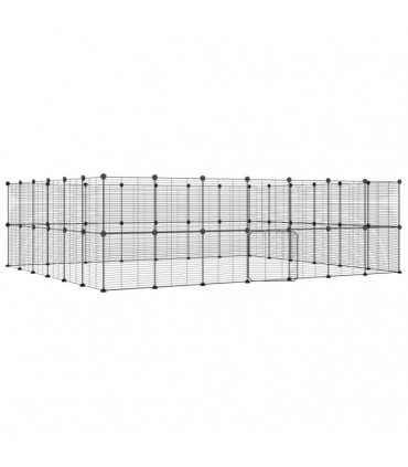 vidaXL 52-Panel Pet Cage with Door Black 35x35 cm Steel