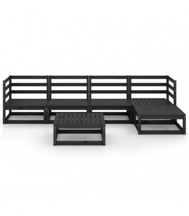 vidaXL 6 Piece Garden Lounge Set Black Solid Wood Pine