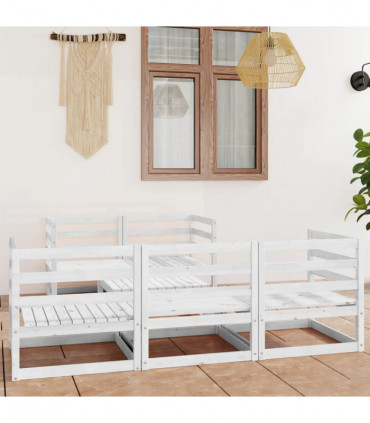 vidaXL 6 Piece Garden Lounge Set White Solid Wood Pine