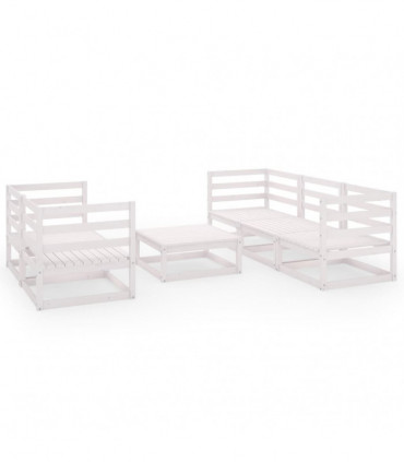 vidaXL 6 Piece Garden Lounge Set White Solid Wood Pine