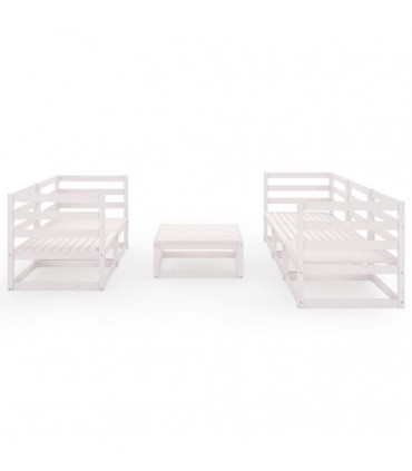 vidaXL 6 Piece Garden Lounge Set White Solid Wood Pine
