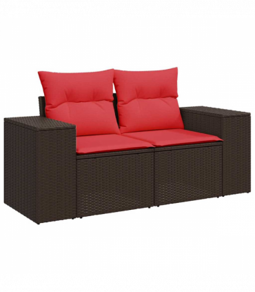 vidaXL 6 Piece Garden Sofa Set with Cushions Black Poly Rattan Acacia