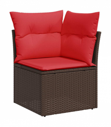 vidaXL 6 Piece Garden Sofa Set with Cushions Brown Poly Rattan Acacia