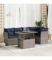 vidaXL 6 Piece Garden Sofa Set with Cushions Grey Poly Rattan Acacia