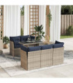 vidaXL 6 Piece Garden Sofa Set with Cushions Grey Poly Rattan Acacia