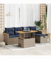 vidaXL 6 Piece Garden Sofa Set with Cushions Grey Poly Rattan Acacia