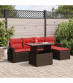 vidaXL 6 Piece Garden Sofa Set with Cushions Grey Poly Rattan Acacia