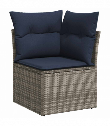 vidaXL 6 Piece Garden Sofa Set with Cushions Grey Poly Rattan Acacia