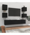 vidaXL 6 Piece TV Cabinet Set Black Engineered Wood