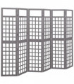 vidaXL 6-Panel Room Divider/Trellis Solid Fir Wood Grey 242.5x180 cm