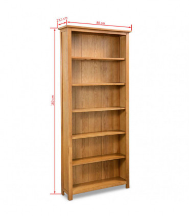 vidaXL 6-Tier Bookcase 80x22.5x180 cm Solid Oak Wood