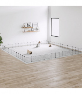 vidaXL 60-Panel Pet Cage with Door Black 35x35 cm Steel