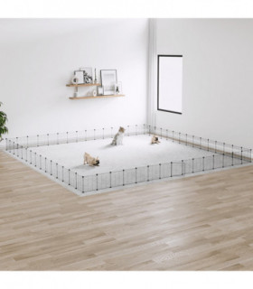 vidaXL 60-Panel Pet Cage with Door Black 35x35 cm Steel