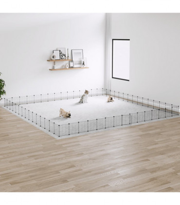 vidaXL 60-Panel Pet Cage with Door Black 35x35 cm Steel