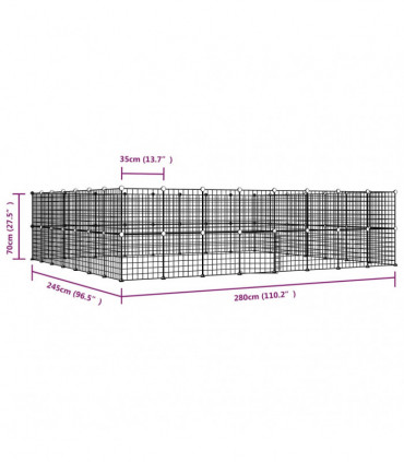 vidaXL 60-Panel Pet Cage with Door Black 35x35 cm Steel