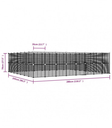 vidaXL 60-Panel Pet Cage with Door Black 35x35 cm Steel