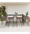 vidaXL 7 Piece Garden Bar Set with Cushions Brown Poly Rattan