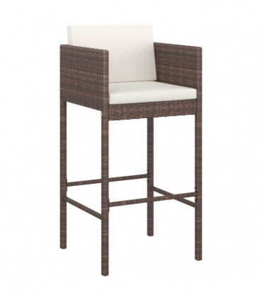 vidaXL 7 Piece Garden Bar Set with Cushions Poly Rattan Brown