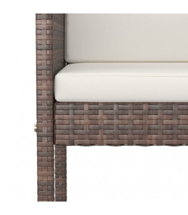 vidaXL 7 Piece Garden Bar Set with Cushions Poly Rattan Brown