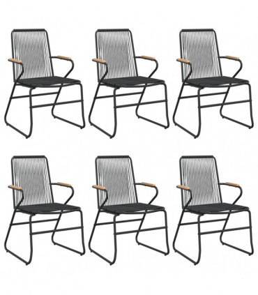 vidaXL 7 Piece Garden Dining Set Black PVC Rattan