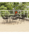 vidaXL 7 Piece Garden Dining Set Black Poly Rattan