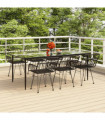 vidaXL 7 Piece Garden Dining Set Black Poly Rattan