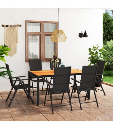 vidaXL 7 Piece Garden Dining Set Black and Brown