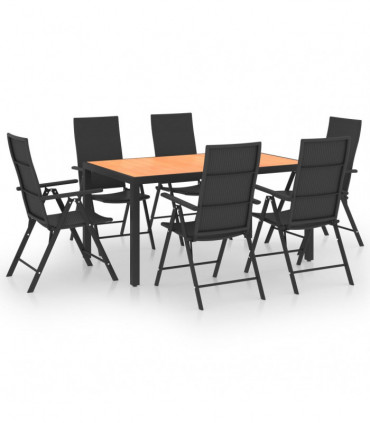 vidaXL 7 Piece Garden Dining Set Black and Brown