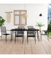 vidaXL 7 Piece Garden Dining Set Cotton Rope and Steel Black